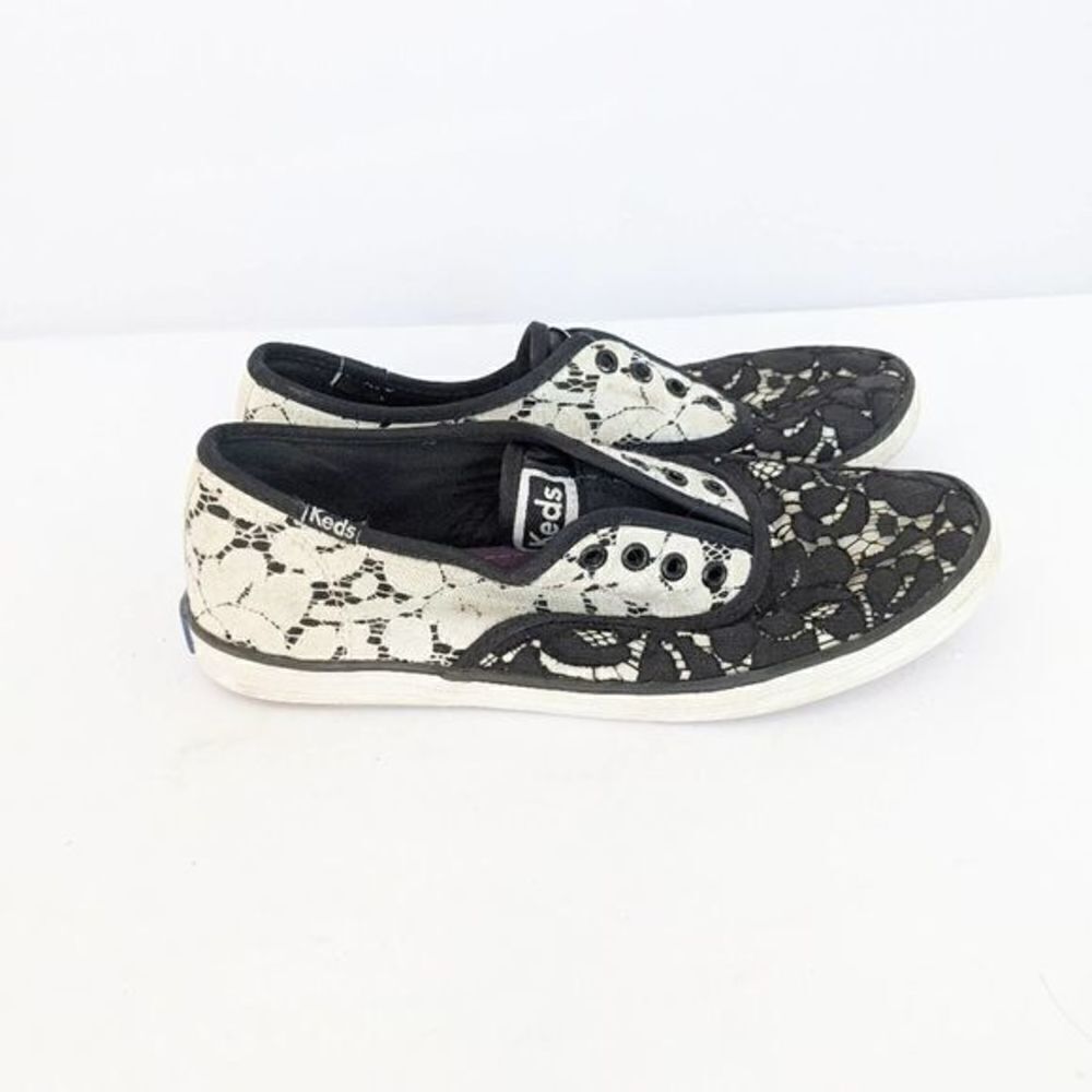 Keds Black and White Lace Slide Sneakers Kids 3.5